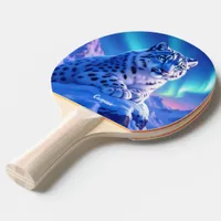Stunning Snow Leopard on Mountain Rock Ping Pong Paddle