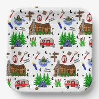 Camping or Midwest Themed  Happy Camper Birthday   Paper Plates