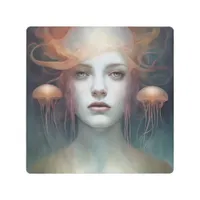 Jellyfish Woman Fantasy Metal Print