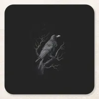 Crow, F-Caw-F Funny Bird Moon Gothic Adult Humor T Square Paper Coaster