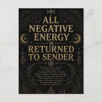 Negative Energy is Returned to Sender Pagan Spell Postcard