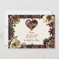 Steampunk Gothic Themed Wedding RSVP Save The Date