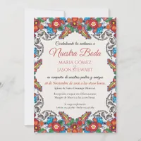 Fiesta Colorful Flowers Botanical Spanish Wedding Invitation