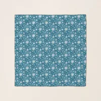 Teal Blue and White Christmas Snowflake Scarf