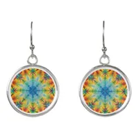 Tie Dye Spiral in Aqua Earrings