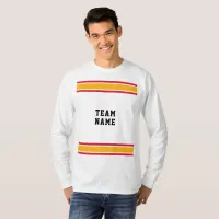 Red Gold Sports Jersey Team Name White Long Sleeve T-Shirt