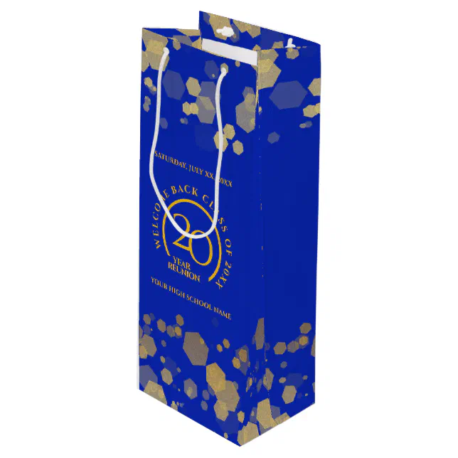 Blue & Gold School College Class Reunion Wine Gift Bag