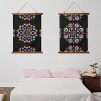 Black, Pink, Purple Mandala Abstract Art Hanging Tapestry