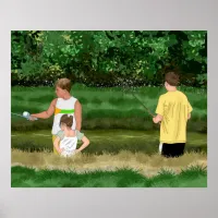 Kids Fishing at the Local Pond