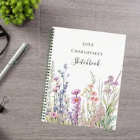 Sketchbook pink purple blue wildflowers notebook