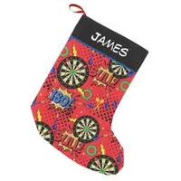 Darts Player Retro Comic Book Dartboard Patterned Small Christmas Stocking