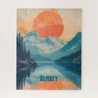 Lake Kaindy Almaty Kazakhstan Retro Travel Jigsaw Puzzle