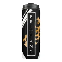 Leopard Print, Black and White Polka Dots, stripes Thermal Tumbler