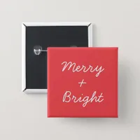 Plus Sign Math Humor Merry + Bright Christmas Button