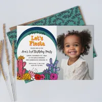 Whimsical Cactus Floral Modern Fiesta Kid Birthday Invitation