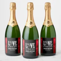 Gothic Red Rose Love at First Bite Wedding Sparkling Wine Label