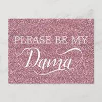 Rose Gold Glitter Dama Quinceanera Dama Proposal Invitation Postcard