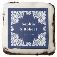 Mexican Navy Blue Talavera Wedding Brownie