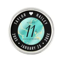 Elegant 11th Turquoise Wedding Anniversary Lapel Pin