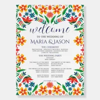 Mexican Floral Colorful Botanical Wedding Program Foam Board
