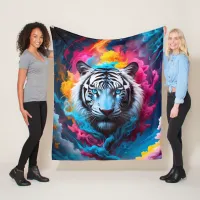 Cute Tiger Portrait Fleece Blanket