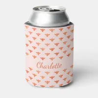 Bees rose gold monogram name script can cooler