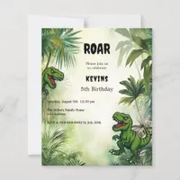 Dinosaur jungle birthday party boy invitation