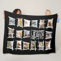 Rustic Frames White/Blk Photo Collage ID1015 Fleece Blanket