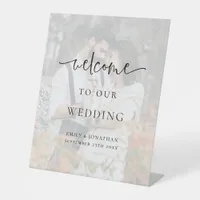 Modern Photo Overlay Welcome To Wedding  Pedestal Sign