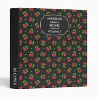 Polka Dot Cherries Pattern Personalized Recipe 3 Ring Binder