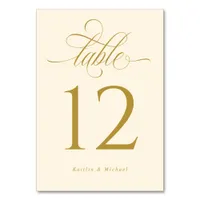 Luxury Elegant Cream and Gold Calligraphy Wedding Table Number