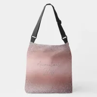 Rose Gold Brushed Metal Glitter Monogram |