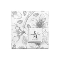 Love Calligraphy Floral Heart Black ID940 Cloth Napkin