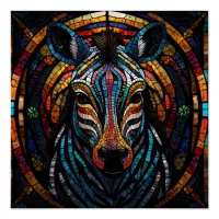 Vibrant Mosaic Zebra Poster