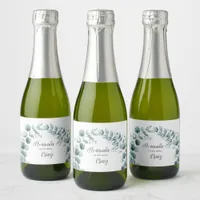 Eucalyptus Botanical Leaf Wedding Sparkling Wine Label