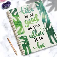 Life is Good Watercolor Jungle Inspirational Quote Notebook