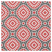 Vibrant Moroccan Ethnic Red White Grey Pattern Fabric
