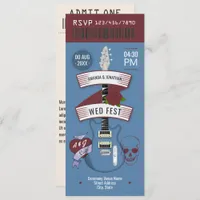 Indie Twilight Rock ’n’ Roll Wedding Ticket Invitation