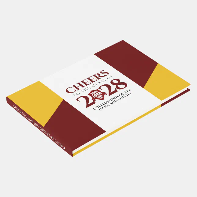 Red Gold School College University Graduation  Guest Book