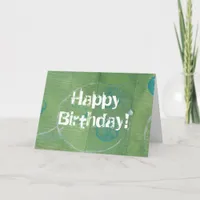 Blue Circles on Green, Happy Birthday! Card