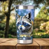 Cute Watercolor Raccoon  Insulated Tumbler