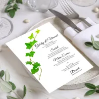 Green English Ivy Vine on White Wedding Menu  Flyer