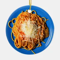 Spaghetti Pun Christmas Ceramic Ornament