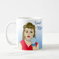 Today's Mood, Retro Lady Flipping the Bird   Coffee Mug