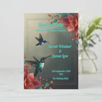 Hummingbird Dark Botanical Theme Invitation