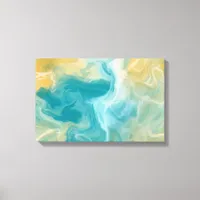 Sandy Brown Ocean Blue Fluid Art Canvas Print
