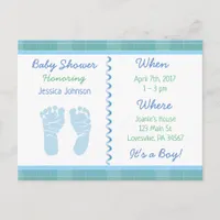 Baby Boy Blue Sage Green Baby Shower Invitation
