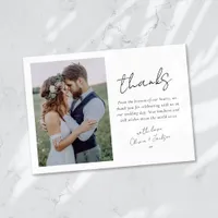 Modern Minimalist Simple Photo Wedding Thank You Card