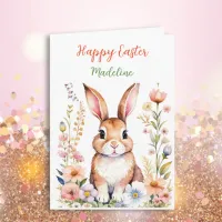 Watercolor Easter Bunny and Floral Design