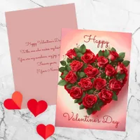 Elegant Romantic Red Roses Heart Valentine's Day Card